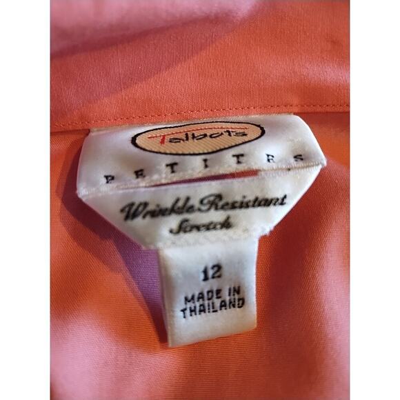 Talbots peach orange Top 12 Petite 12P Button Shirt Wrinkle Resistant Easter - Picture 5 of 6